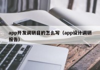 app开发调研目的怎么写（app设计调研报告）