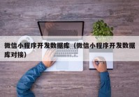 微信小程序开发数据库（微信小程序开发数据库对接）