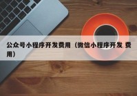 公众号小程序开发费用（微信小程序开发 费用）