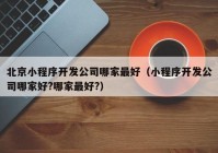 北京小程序开发公司哪家最好（小程序开发公司哪家好?哪家最好?）