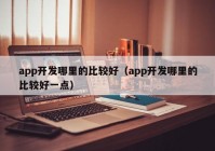 app开发哪里的比较好（app开发哪里的比较好一点）