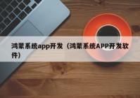 鸿蒙系统app开发（鸿蒙系统APP开发软件）